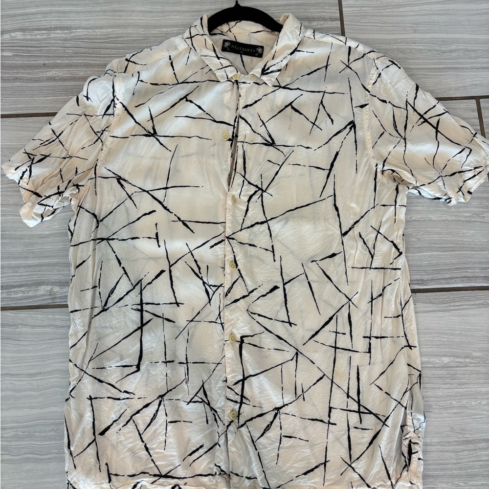 All Saints Cream and Black Patterned Shirt